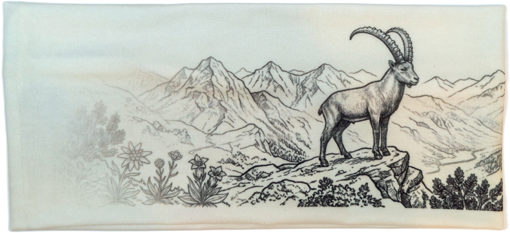 Stirnband "Alpenkönig" – Cremeweiß-Schwarz